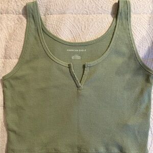 American Eagle Outfitters Olive Ribbed Tank Top
